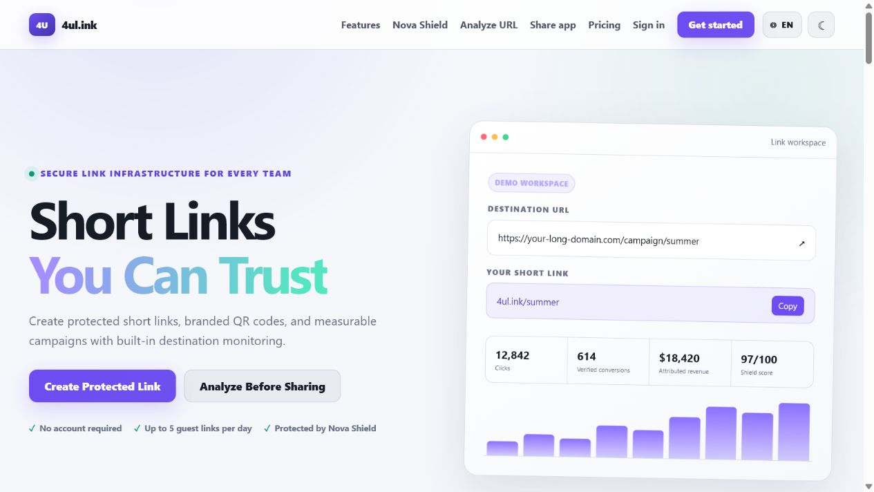 4UL.ink English interface preview
