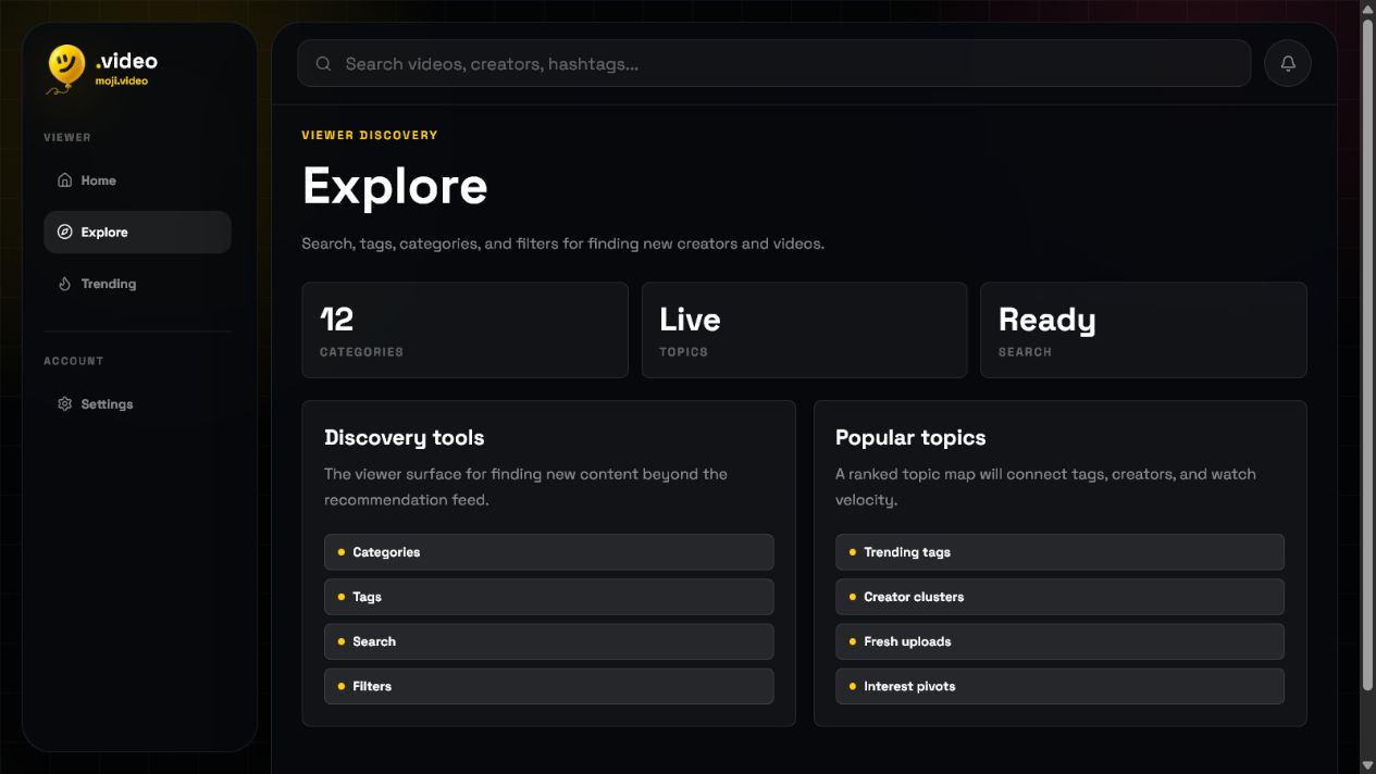 Moji.video English interface preview