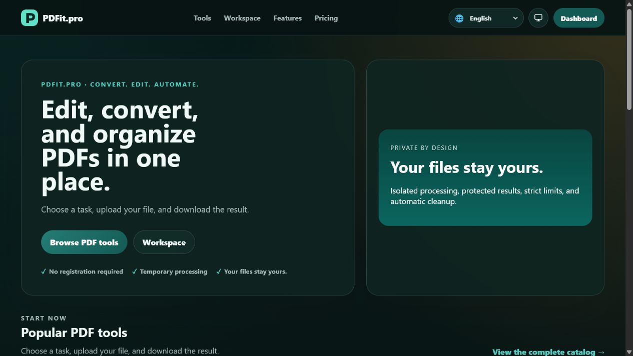 PDFit.pro English interface preview