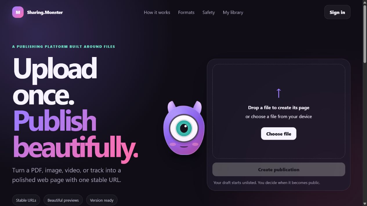 Sharing.Monster English interface preview